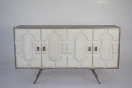 DKD Home Decor Buffet de Mango y Metal Blanco y Dorado