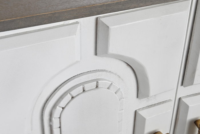 DKD Home Decor Buffet de Mango y Metal Blanco y Dorado