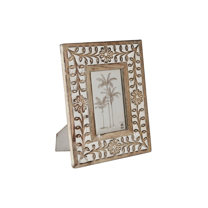 DKD Home Decor Marco de Fotos 10x15 Mango y Cristal con Diseño de Flor