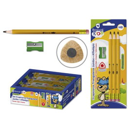 Bismark 328567 Lápiz HB Triangular Jumbo Kids con Goma Incluida - Pack 3 Unidades Amarillo