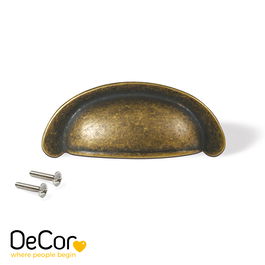 Emuca Tirador para mueble Alberic, L77mm, intereje 64mm, Zamak, Bronce