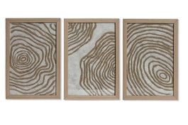 DKD Home Decor Cuadro Moderno Blanco Natural Set de 3 Piezas Cristal Papel Mache 2 x 30 x 20 cm