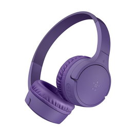 Belkin SoundForm Mini Auriculares On-Ear para Niños, Bluetooth y Cable, Color Púrpura, 30h Batería, USB-C, Diadema Ajustable, Ref: AUD002hqPUV3