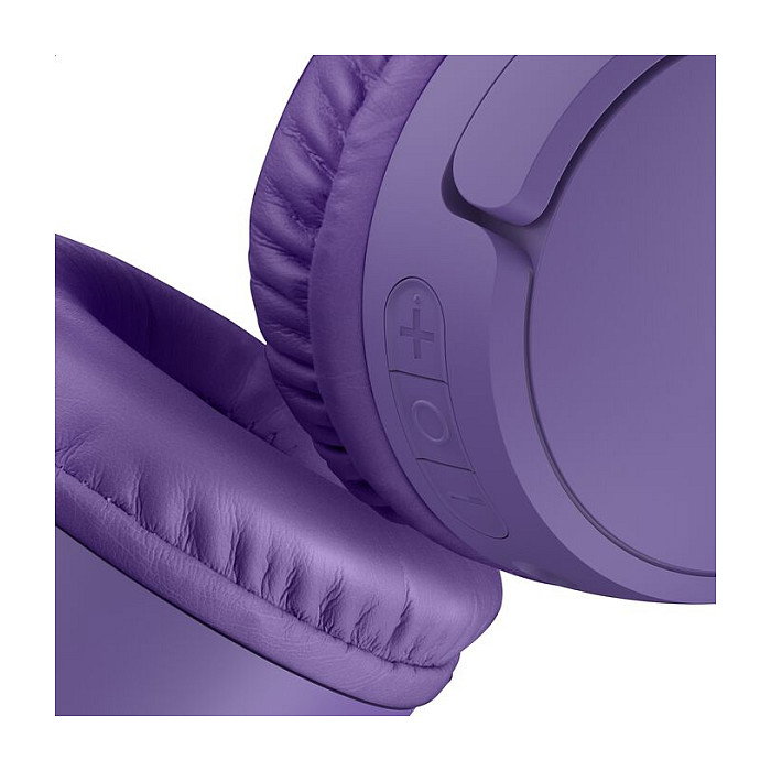 Belkin SoundForm Mini Auriculares On-Ear para Niños, Bluetooth y Cable, Color Púrpura, 30h Batería, USB-C, Diadema Ajustable, Ref: AUD002hqPUV3