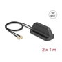 DeLOCK Antena WiFi 7 Omnidireccional 2x RP-SMA con Cable de 1 m, IP67, Negro