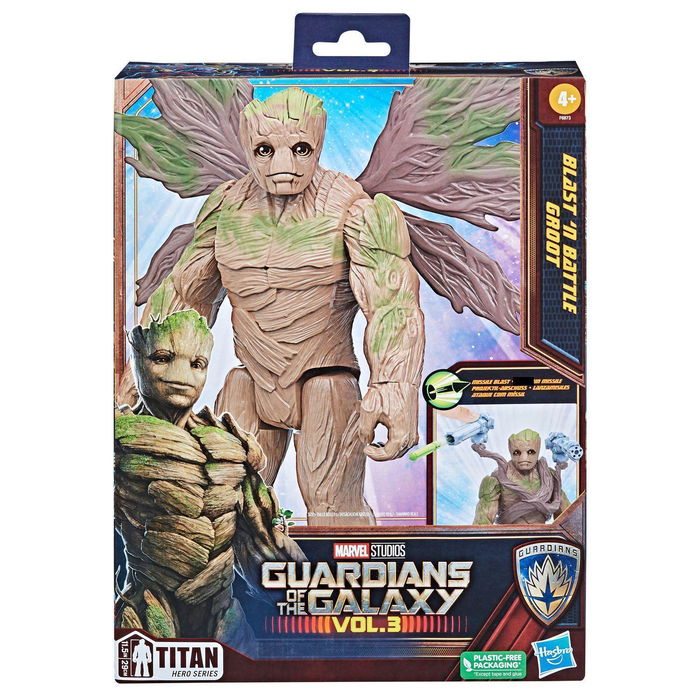 Hasbro Marvel Figura de Acción Blast N' Battle Groot Guardianes de la Galaxia con Accesorios Removibles y Lanzadores para Niños