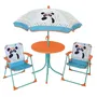 Fun House 713095 Muebles de Jardín para Niños con Mesa Redonda, 2 Sillas Plegables y Sombrilla Ø 100 cm