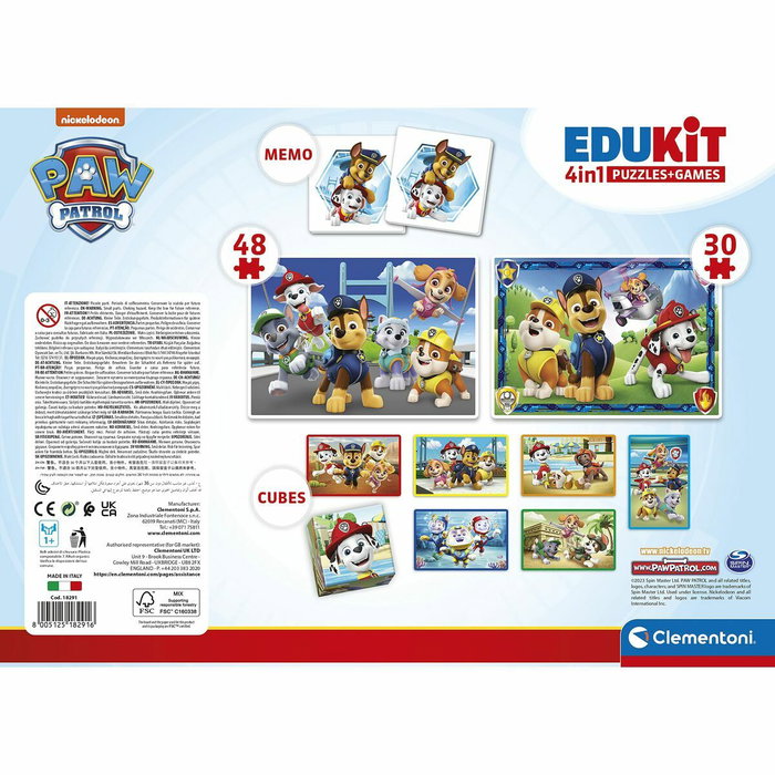 Clementoni Edukit 4 en 1 Patrulla Canina Paw Patrol con rompecabezas y cubos