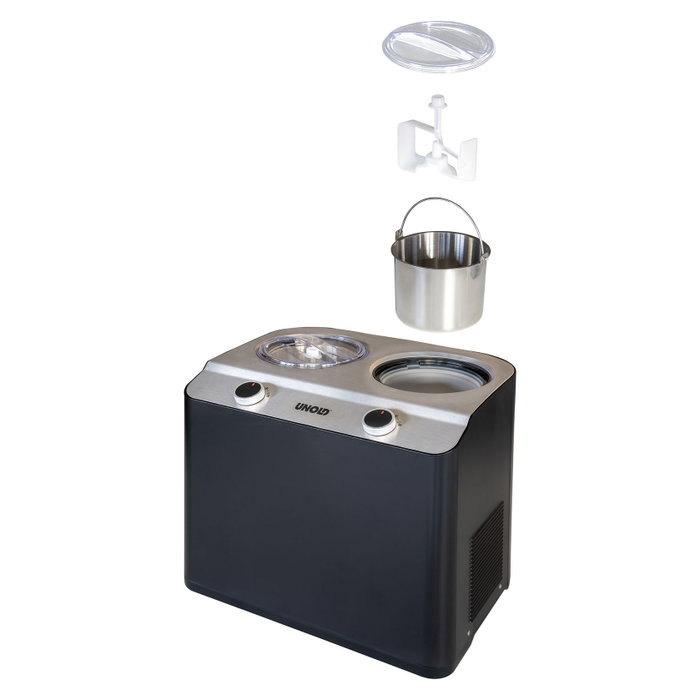 Unold Doppio Nero Eismaschine Compresor Helados 2,4 L Negro Acero Inoxidable, 250W