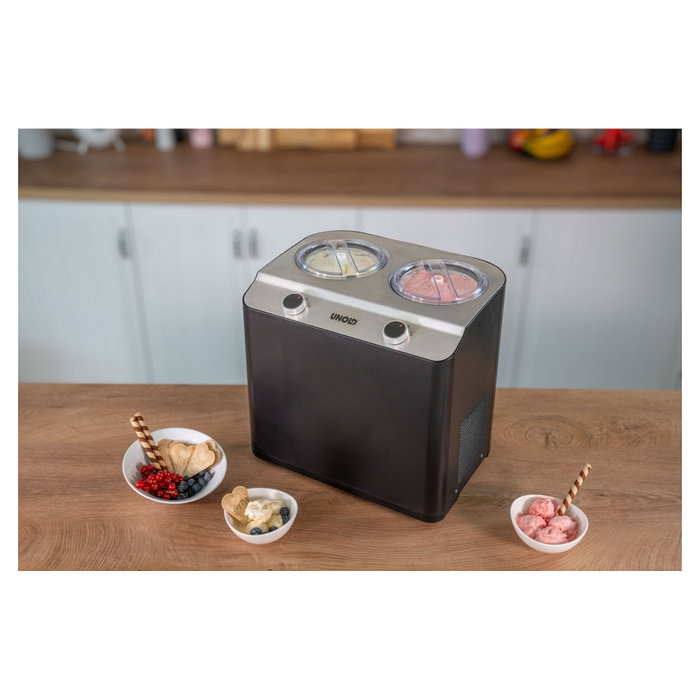 Unold Doppio Nero Eismaschine Compresor Helados 2,4 L Negro Acero Inoxidable, 250W