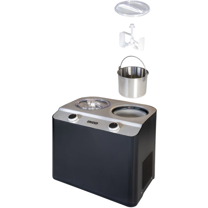 Unold Doppio Nero Eismaschine Compresor Helados 2,4 L Negro Acero Inoxidable, 250W