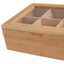 Day Caja para Bolsitas de Té con 6 Compartimentos Separadores de Bambú y Tapa de Vidrio - 21x16x7.5 cm