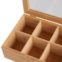 Day Caja para Bolsitas de Té con 6 Compartimentos Separadores de Bambú y Tapa de Vidrio - 21x16x7.5 cm