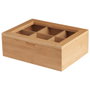 Day Caja para Bolsitas de Té con 6 Compartimentos Separadores de Bambú y Tapa de Vidrio - 21x16x7.5 cm