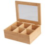 Day Caja para Bolsitas de Té con 6 Compartimentos Separadores de Bambú y Tapa de Vidrio - 21x16x7.5 cm