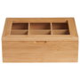 Day Caja para Bolsitas de Té con 6 Compartimentos Separadores de Bambú y Tapa de Vidrio - 21x16x7.5 cm