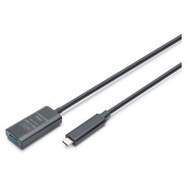 Digitus Cable de Extensión USB-C a USB-A 3.2 Gen 2 (10 Gbps), 5 Metros, Negro