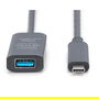 Digitus Cable de Extensión USB-C a USB-A 3.2 Gen 2 (10 Gbps), 5 Metros, Negro