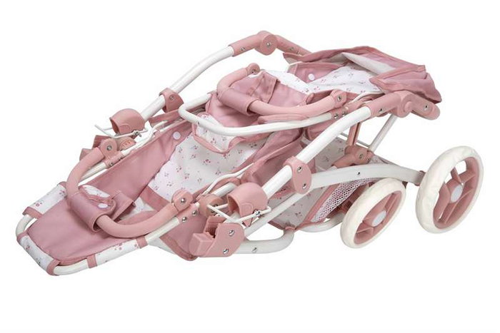 Muñecas Arias Coche Muñeca Gemelar Elegance 46x73x72 cm con Bolso, Altura Manillar 49-80 cm