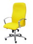 Sillón Caudete con mecanismo Basculante avanzado tapizada con Tela color Amarillo. Equipado con Base aluminio, Brazos fijos y Ruedas de parqué