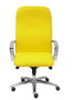 Sillón Caudete con mecanismo Basculante avanzado tapizada con Tela color Amarillo. Equipado con Base aluminio, Brazos fijos y Ruedas de parqué