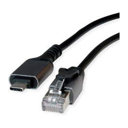 VALUE 12.99.1165-10 Cable Convertidor USB 3.2 Gen 2 Type C a RJ-45 Gigabit Ethernet, 1 m, Negro