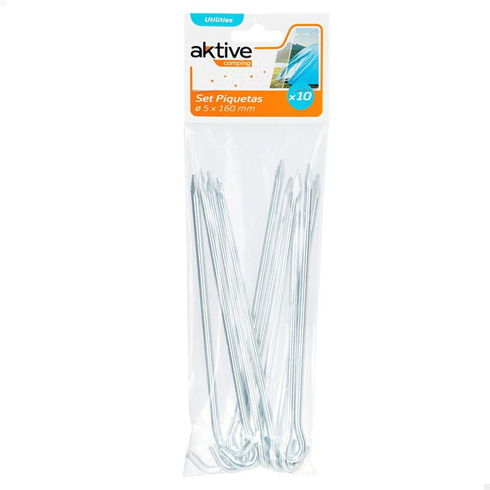 Piquetas para camping Aktive (24 Unidades) 10 Piezas 160 mm Ø 5 mm Piquetas para camping Aktive (24 Unidades) 10 Piezas 160 mm Ø 5 mm