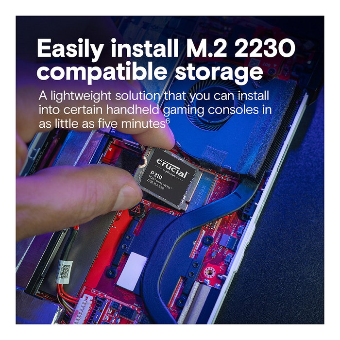 Crucial P310 SSD 2TB M.2 2230 NVMe PCIe Gen4 - Hasta 7100 MB/s de lectura, 6000 MB/s escritura, para Notebook/Consola