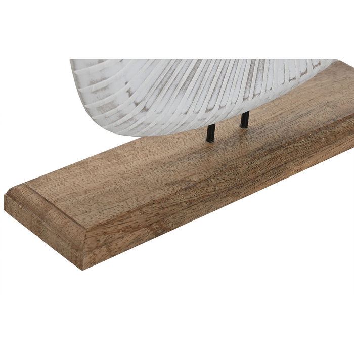 DKD Home Decor Decoración de Mango NUIPA Blanco Rozado y Marrón Desgastado