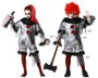 Disfraz Payaso Macabro Gris con Botones Rojos para Niña, Halloween, Talla Niños 7-9 Años