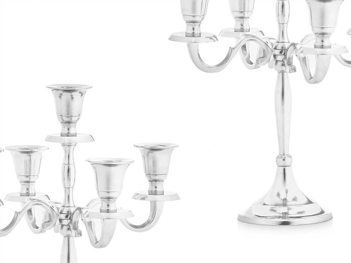 Giftdecor Candelabro 5 Velas Plateado 28.5 cm Aluminio (Set de 4)