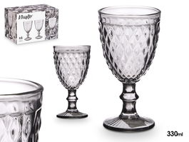VIVALTO Copa Diamante Gris 330 ml Vidrio 8.8x16.7x8.8 cm (Set de 24)