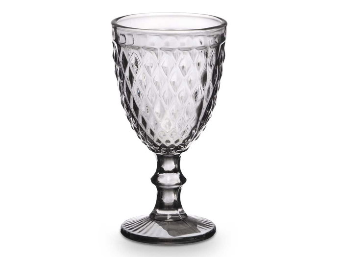 Vivalto Copa Diamante Gris, Copa de Vidrio para Cócteles y Bebidas, 310 ml, Color Gris, Dimensiones 8.8x16.7x8.8 cm, Base 7.5 cm de Diámetro (Set de 24)