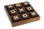 DKD Home Decor Juego Tic Tac Toe Colonial Marron Oscuro Dorado 18 x 18 x 3.5 cm Set de 2 Piezas Sheesham y Laton Hecho a Mano