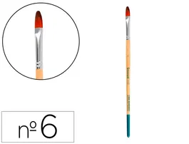 Liderpapel Pincel nº 6 Punta Filbert/Lengua de Gato Pelo Sintético Certificado Acrílica y Acuarela