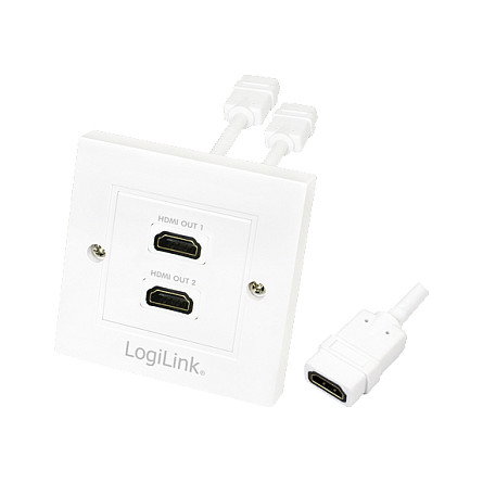 LogiLink Placa de Pared HDMI de 2 Puertos, 4K/30 Hz, Blanco
