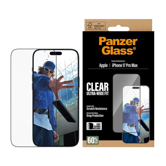 PanzerGlass Protector de Pantalla iPhone 17 Pro Max Ultra-Wide Fit con EasyAligner