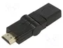 ART Adaptador HDMI de tomacorriente y enchufe móvil ±90°, negro