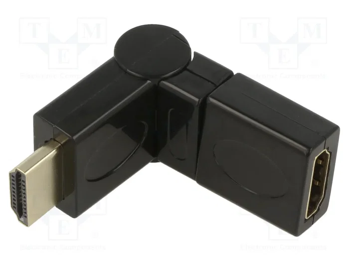 ART Adaptador HDMI de tomacorriente y enchufe móvil ±90°, negro ART Adaptador HDMI de tomacorriente y enchufe móvil ±90°, negro