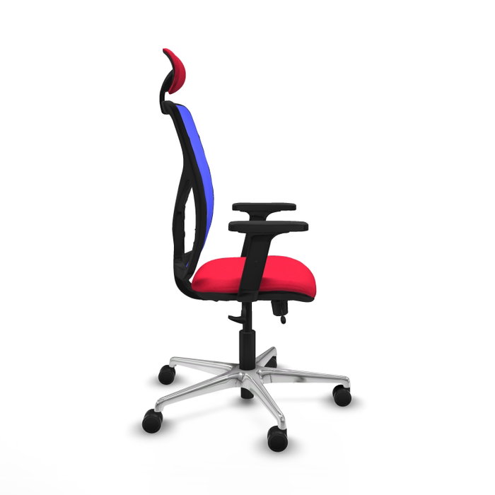 PIQUERAS Y CRESPO Silla de oficina Motilla con mecanismo Sincro/Traslack, Tela Roja y Malla Azul