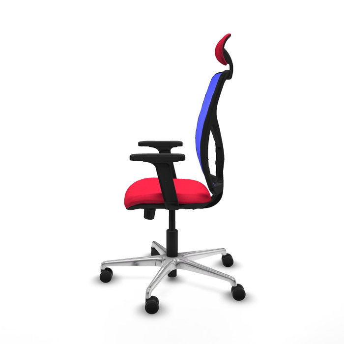 PIQUERAS Y CRESPO Silla de oficina Motilla con mecanismo Sincro/Traslack, Tela Roja y Malla Azul