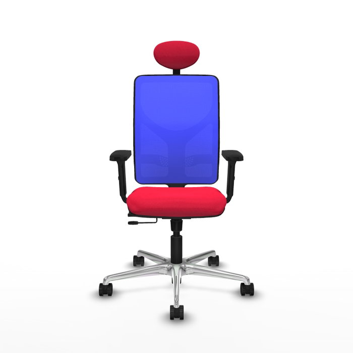 PIQUERAS Y CRESPO Silla de oficina Motilla con mecanismo Sincro/Traslack, Tela Roja y Malla Azul