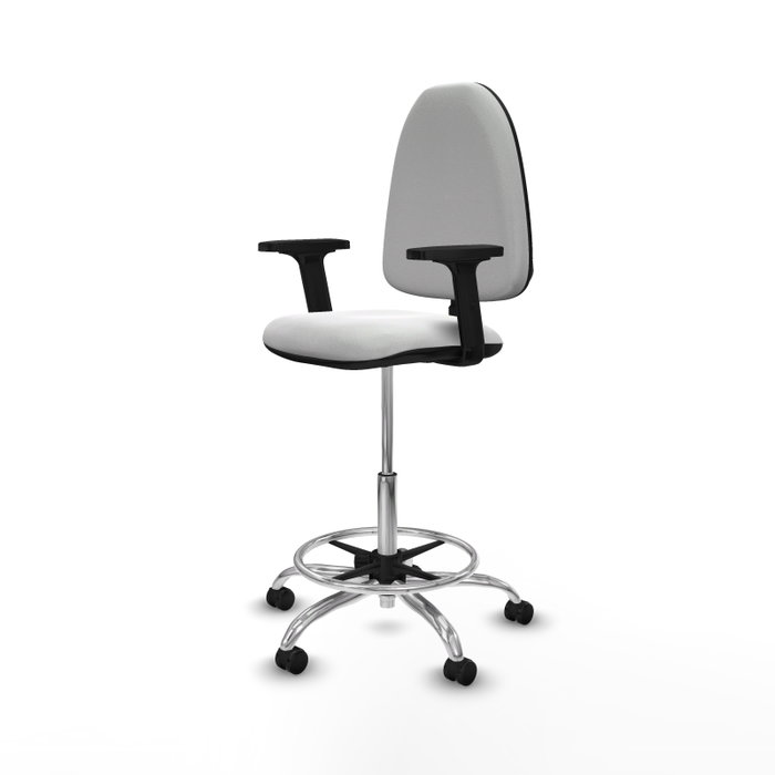 PIQUERAS Y CRESPO Taburete Aýna con brazos 2D y tela blanca PIQUERAS Y CRESPO Taburete Aýna con brazos 2D y tela blanca