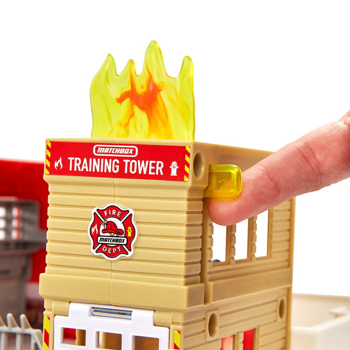Matchbox Hbd76 Estación de Bomberos Action Drivers: Conjunto de Juego con Luces y Sonidos, incluye Camión Bomberos 1:64 para Niños a partir de 3 Años