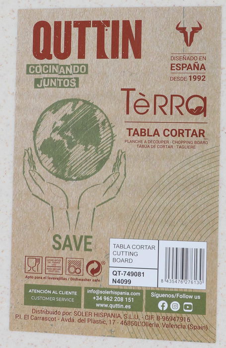 Quttin Tabla Cortar Bicolor 34 x 23.9 cm Terra (8 Unidades)