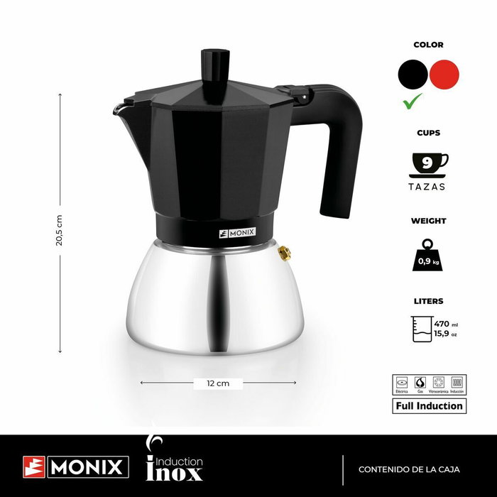 Cafetera Italiana BRA INOX BLACK 9T Negro 470 ml