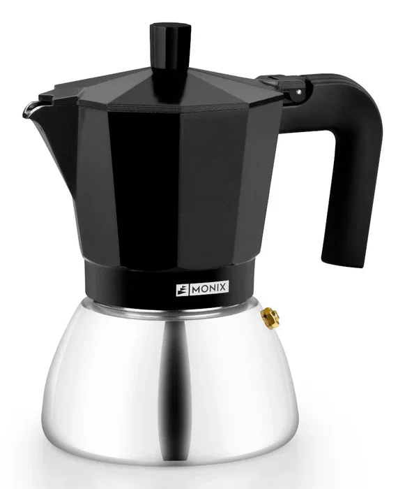 Monix Cafetera Italiana Manual M863009 de 9 Tazas (0,47 L) para Inducción, Color Negro, Cuerpo de Aluminio y Base de Acero Inoxidable Monix Cafetera Italiana Manual M863009 de 9 Tazas (0,47 L) para Inducción, Color Negro, Cuerpo de Aluminio y Base de Acero Inoxidable