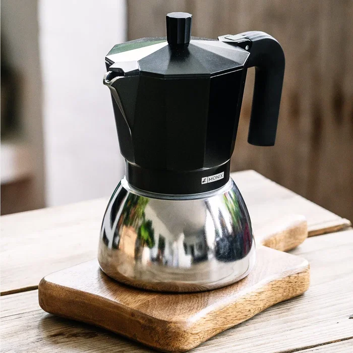 Monix Cafetera Italiana Manual M863009 de 9 Tazas (0,47 L) para Inducción, Color Negro, Cuerpo de Aluminio y Base de Acero Inoxidable Monix Cafetera Italiana Manual M863009 de 9 Tazas (0,47 L) para Inducción, Color Negro, Cuerpo de Aluminio y Base de Acero Inoxidable