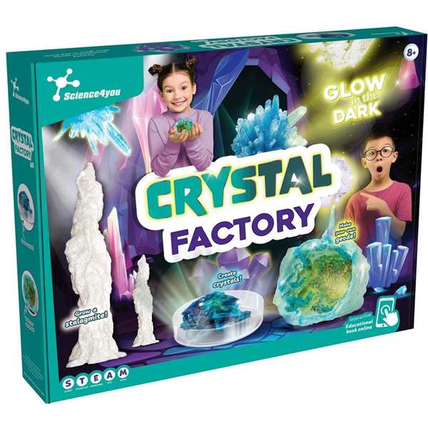 Science for You Juego Fábrica de Cristales - Kit de Experimentos para Crear Cristales Fluorescentes y Estalagmitas, Multicolor, 38x30x6 cm, Edad 8+ Science for You Juego Fábrica de Cristales - Kit de Experimentos para Crear Cristales Fluorescentes y Estalagmitas, Multicolor, 38x30x6 cm, Edad 8+