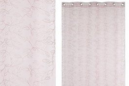 DKD Home Decor Cortina de Poliéster 140x260 con 8 Anillas Rosa Palo